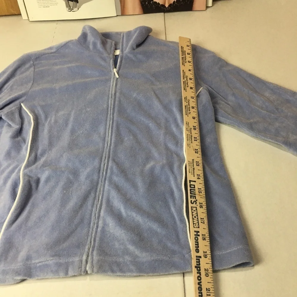 Talbots Petites Blue Velour Track Jacket Zip Front Y2K Casual Size S